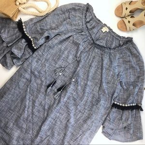 Style & Co Blue Boho Tassel Dress Plus Size 3X